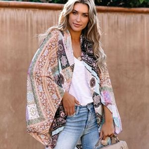 Vici Bonet Mix Print Kimono - ONE SIZE